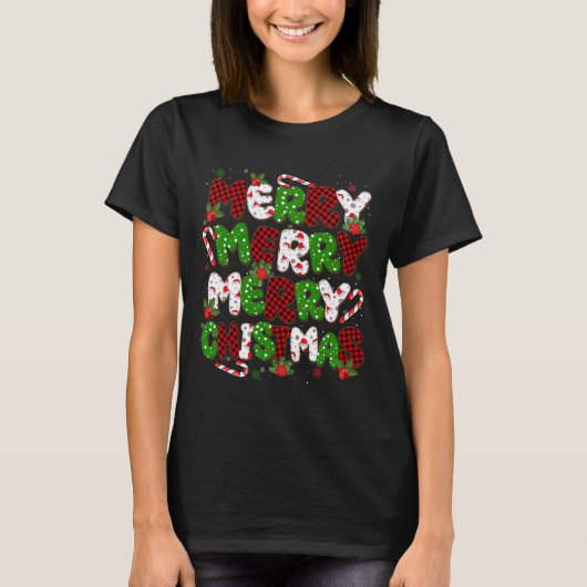 Groovy Plaid Vrolijk kerstfeest Mannen vrouwen T-shirt (Voorkant)