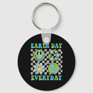 Groovy Planet Recyclen Earth Day elke dag Mannen v Sleutelhanger