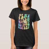 Groovy PLAY LEARN BE KIND REPEAT Retro Stop Bullyi T-shirt (Voorkant)