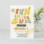 Groovy plezier in de zon uitnodiging (Staand voorkant)