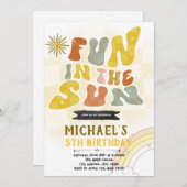 Groovy plezier in de zon uitnodiging (Voorkant / Achterkant)