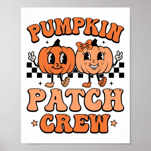 Groovy Pompoen Patch Crew Squad Thanksgiving Herfs Poster (Voorkant)