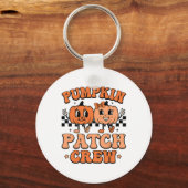 Groovy Pompoen Patch Crew Squad Thanksgiving Herfs Sleutelhanger (Voorkant)