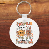 Groovy Pompoen Specerij Maakt Leraar Aardig Herfst Sleutelhanger (Voorkant)