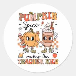 Groovy pompoen specerij maakt leraar mooie Herfst Ronde Sticker