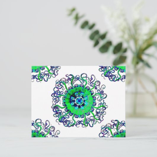 Groovy Pop Art Jellyfish MandalaTattoo Briefkaart (Staand voorkant)