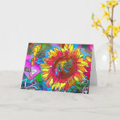 Groovy Pop Art Sunflower Art Kaart (Gele Bloem)