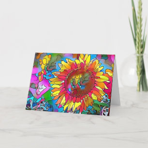 Groovy Pop Art Sunflower Art Kaart