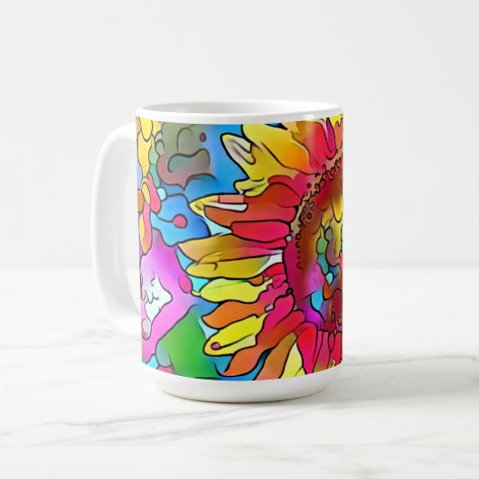 Groovy Pop Art Sunflower Mok Cup (Voorkant links)