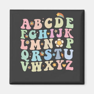 Groovy Pre K Kleuterschool Alphabet ABC Retro Magneet