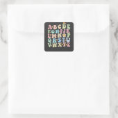 Groovy Pre K Kleuterschool Alphabet ABC Retro Vierkante Sticker (Tas)