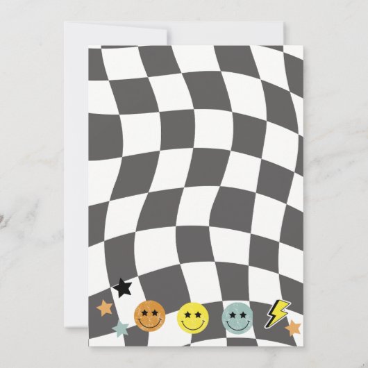 Groovy Preppy Y2K Happy Face Sleep Over Verjaardag Kaart (Achterkant)