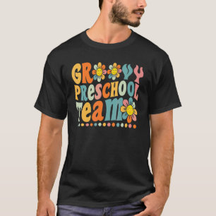Groovy Preschool Team Kleurrijke Margriet terug na T-shirt