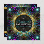 Groovy Princess Mint Pink Blacklight Bat Mitzvah Kaart (Voorkant / Achterkant)