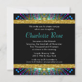 Groovy Princess Mint Pink Blacklight Bat Mitzvah Kaart (Achterkant)