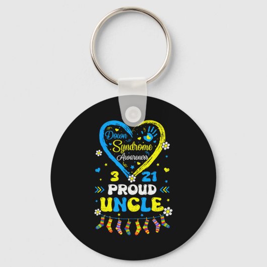 Groovy Proud Down Syndrome Uncle Awareness Matchin Sleutelhanger (Voorkant)