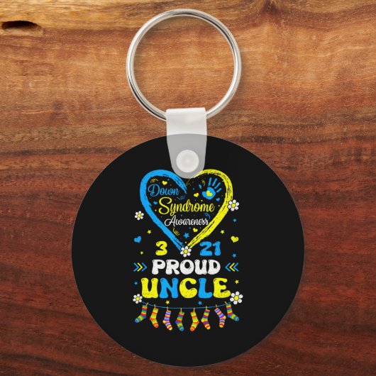 Groovy Proud Down Syndrome Uncle Awareness Matchin Sleutelhanger (Voorkant)
