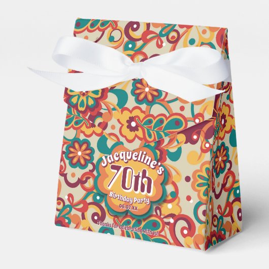 Groovy Psychedelic 60s 70s Floral Birthday Bedankdoosjes (Voorkant Zijde)