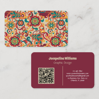Groovy Psychedelic 60s 70s Floral Business Card Visitekaartje