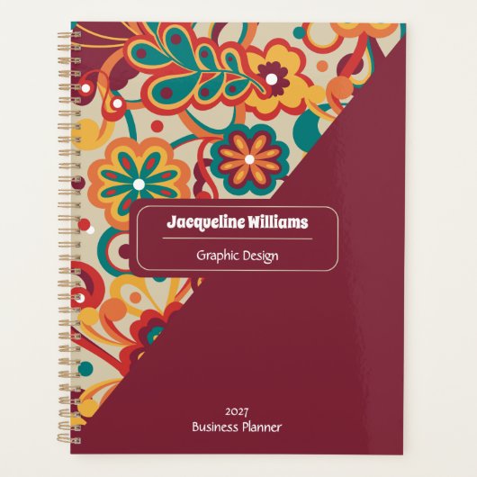 Groovy Psychedelic 60s 70s Floral  Planner (Voorkant)