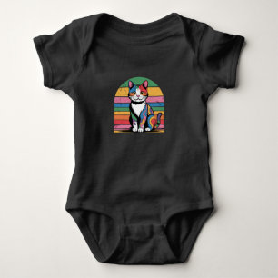 Groovy Psychedelic Cat Retro Baby T-shirt