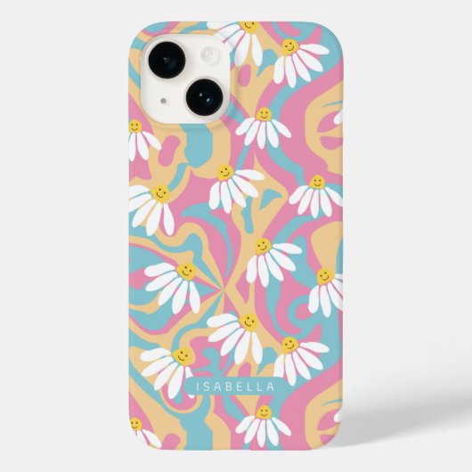 Groovy Psychedelic Daisy Flower Gepersonaliseerde  Case-Mate iPhone Case (Achterkant)