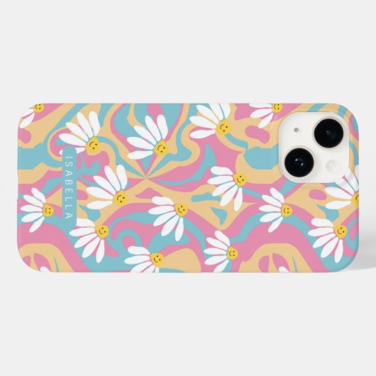 Groovy Psychedelic Daisy Flower Gepersonaliseerde Case-Mate iPhone Case (Achterkant (horizontaal))