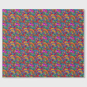 Groovy Psychedelic Floral Cadeaupapier (Vlak)