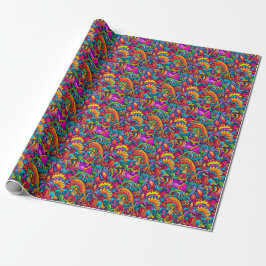 Groovy Psychedelic Floral Cadeaupapier