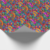 Groovy Psychedelic Floral Cadeaupapier (Hoek)