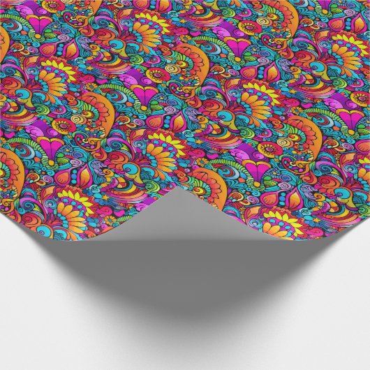 Groovy Psychedelic Floral Cadeaupapier (Hoek)