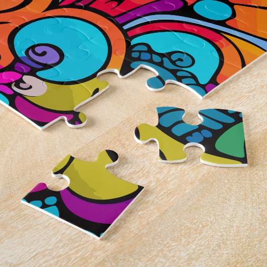 Groovy Psychedelic Floral Legpuzzel (Zijkant)