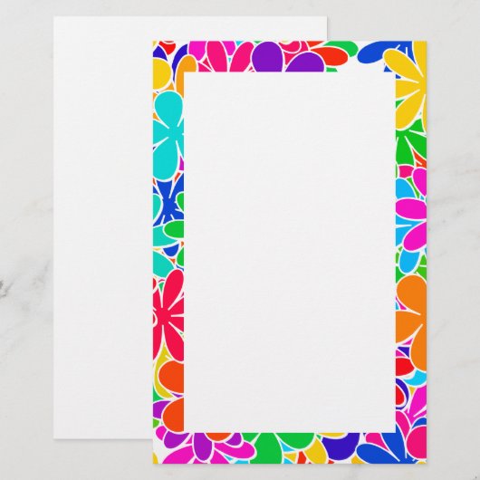 Groovy Psychedelic Flowers Briefpapier (Voorkant / Achterkant)