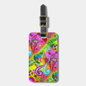 groovy psychedelic hippie kleuren bagagelabel (Voorkant verticaal)