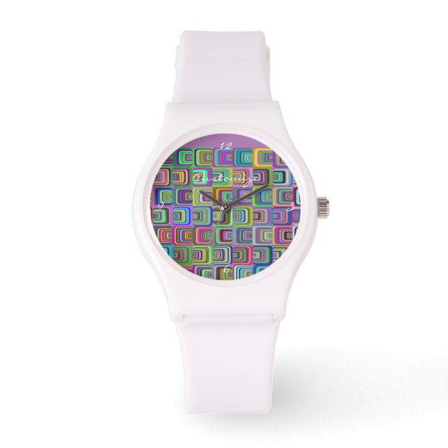 Groovy psychedelic hippie-stijl Thunder_Cove Horloge (Voorkant)