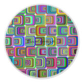 Groovy psychedelic hippie-stijl Thunder_Cove Keramische Knop (Voorkant)