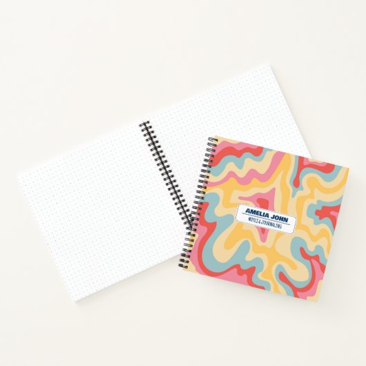 Groovy Psychedelic Liquid Pastel Naam Notitieboek (Binnen)