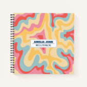 Groovy Psychedelic Liquid Pastel Naam Notitieboek (Voorkant)