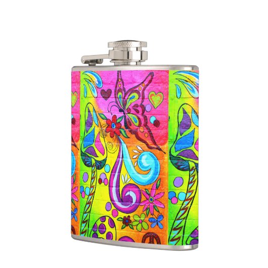 groovy psychedelic magische paddenstoel heupfles (Links)