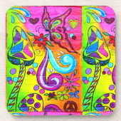 groovy psychedelic magische paddenstoelen onderzet onderzetter (Voorkant)