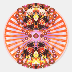 Groovy Psychedelic Mandala Ronde Sticker