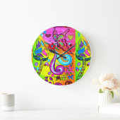 groovy psychedelic musahroom en vlinderklok grote klok (Huis)