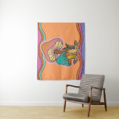 Groovy Psychedelic Mushroom 60s Hippie Retro Wandkleed (In situ)