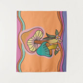 Groovy Psychedelic Mushroom 60s Hippie Retro Wandkleed (Voorkant)