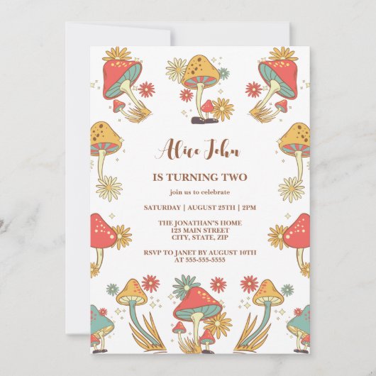 Groovy Psychedelic Mushroom Kids Verjaardag Kaart (Voorkant)