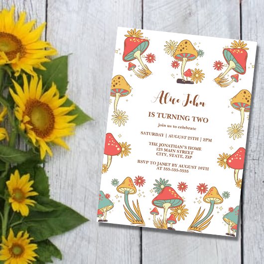 Groovy Psychedelic Mushroom Kids Verjaardag Kaart