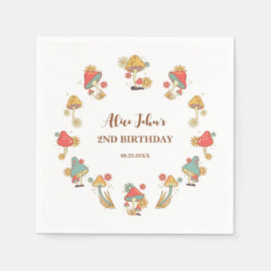 Groovy Psychedelic Mushroom Kids Verjaardag Servet