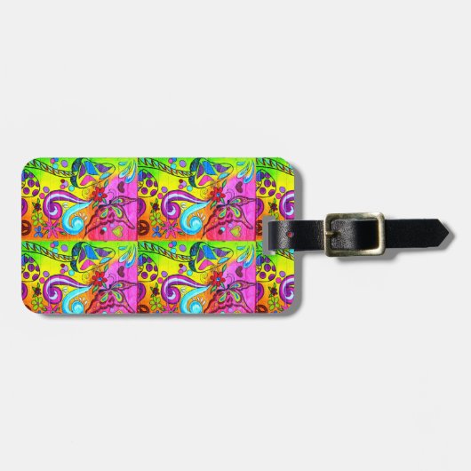 groovy psychedelic mushrooms bagagelabel (Voorkant horizontaal)