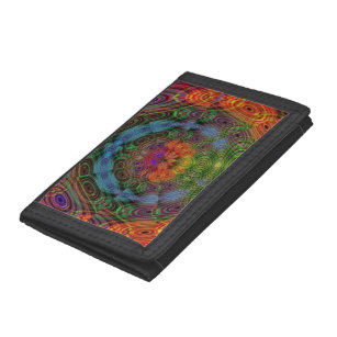 Groovy psychedelic nylon wallet drievoud portemonnee