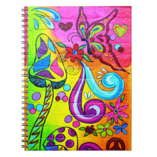 groovy psychedelic paddenstoel liefje notebook notitieboek
